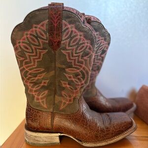 Ariat Brown and Pink Ankle Boots